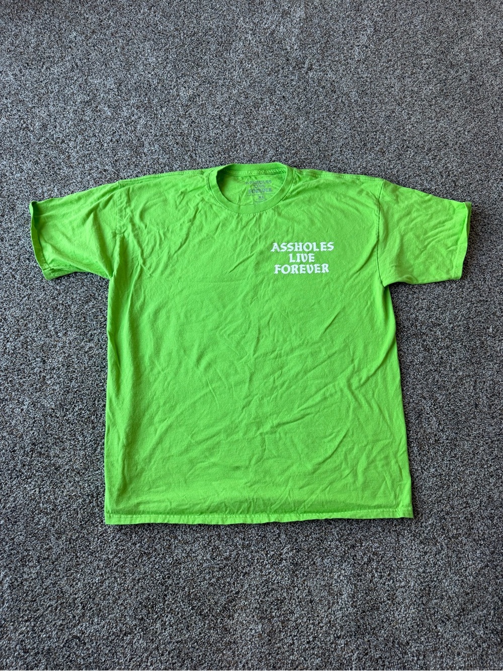 Assholes Live Forever Graphic Tee XL Neon Green Streetwear Skater Shirt Y2K
